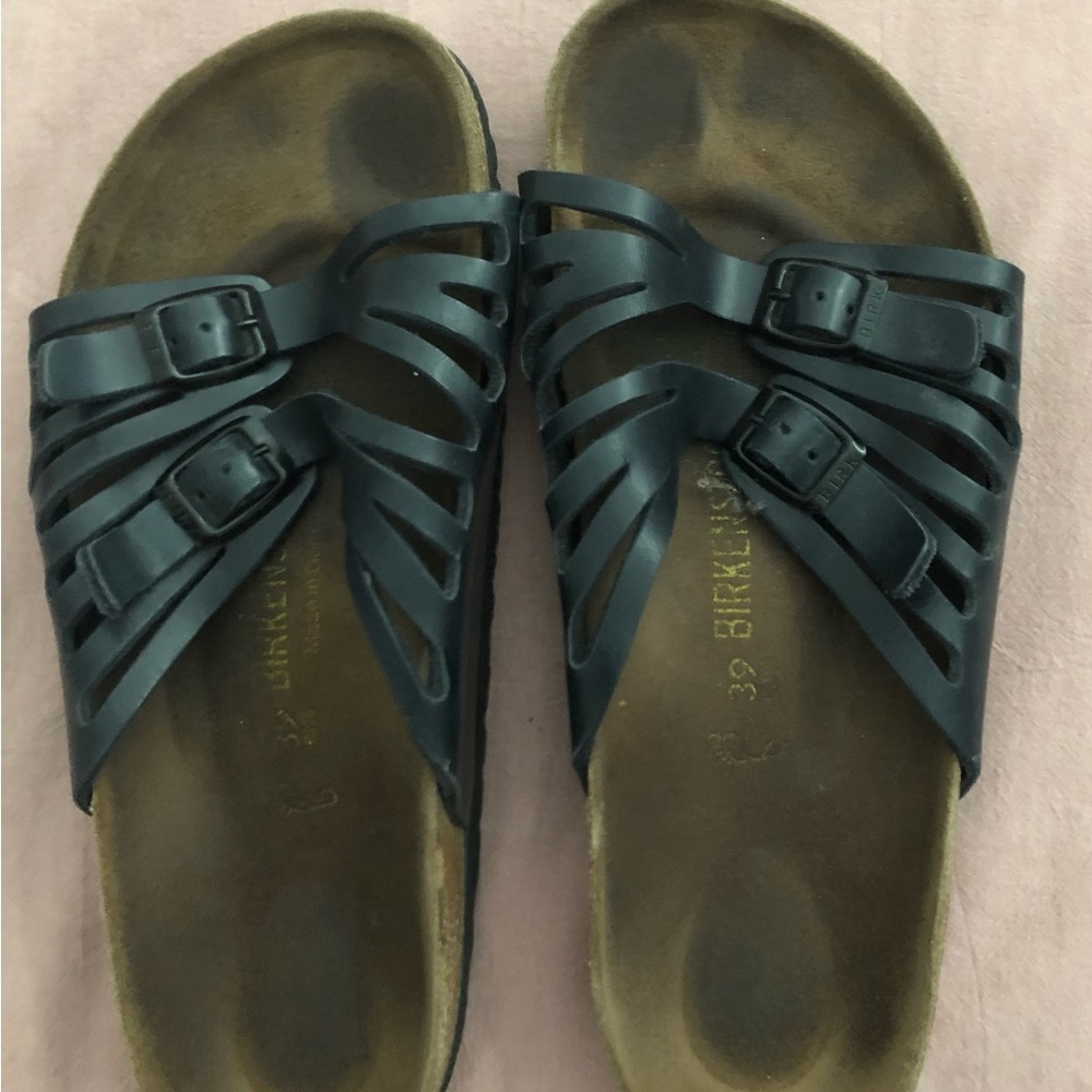 Birkenstock Granada navy size 39.  like new. Regular footbed markings.